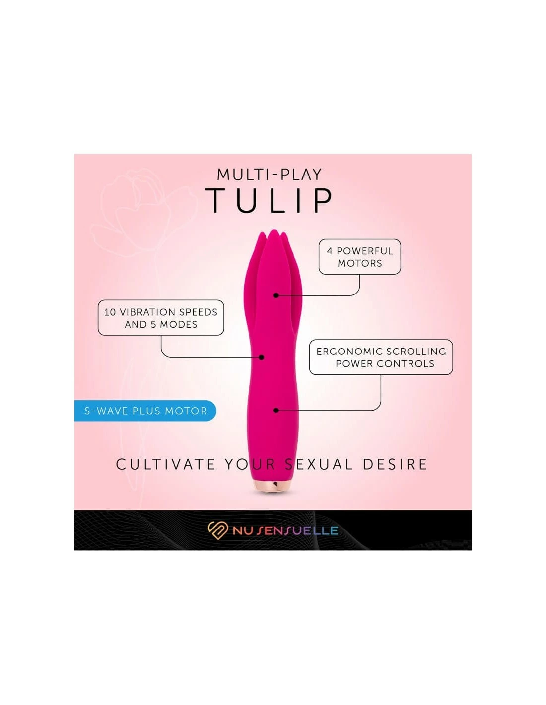 Nu Sensuelle Tulip Multi-play Vibe Fuchsia - Afbeelding 3