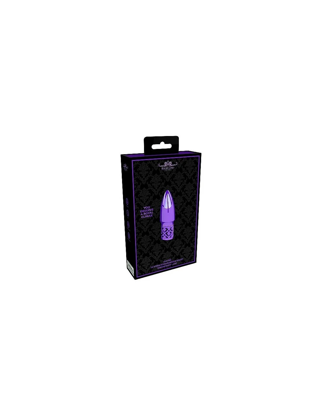 Shots Toys Royal Gems Glitter Rechargeable ABS Bullet Purple - Afbeelding 2